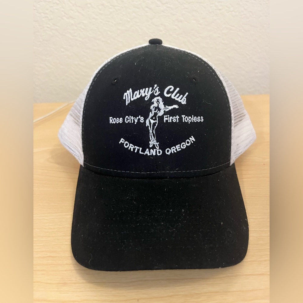 Mary’s Club Black and White Trucker Hat